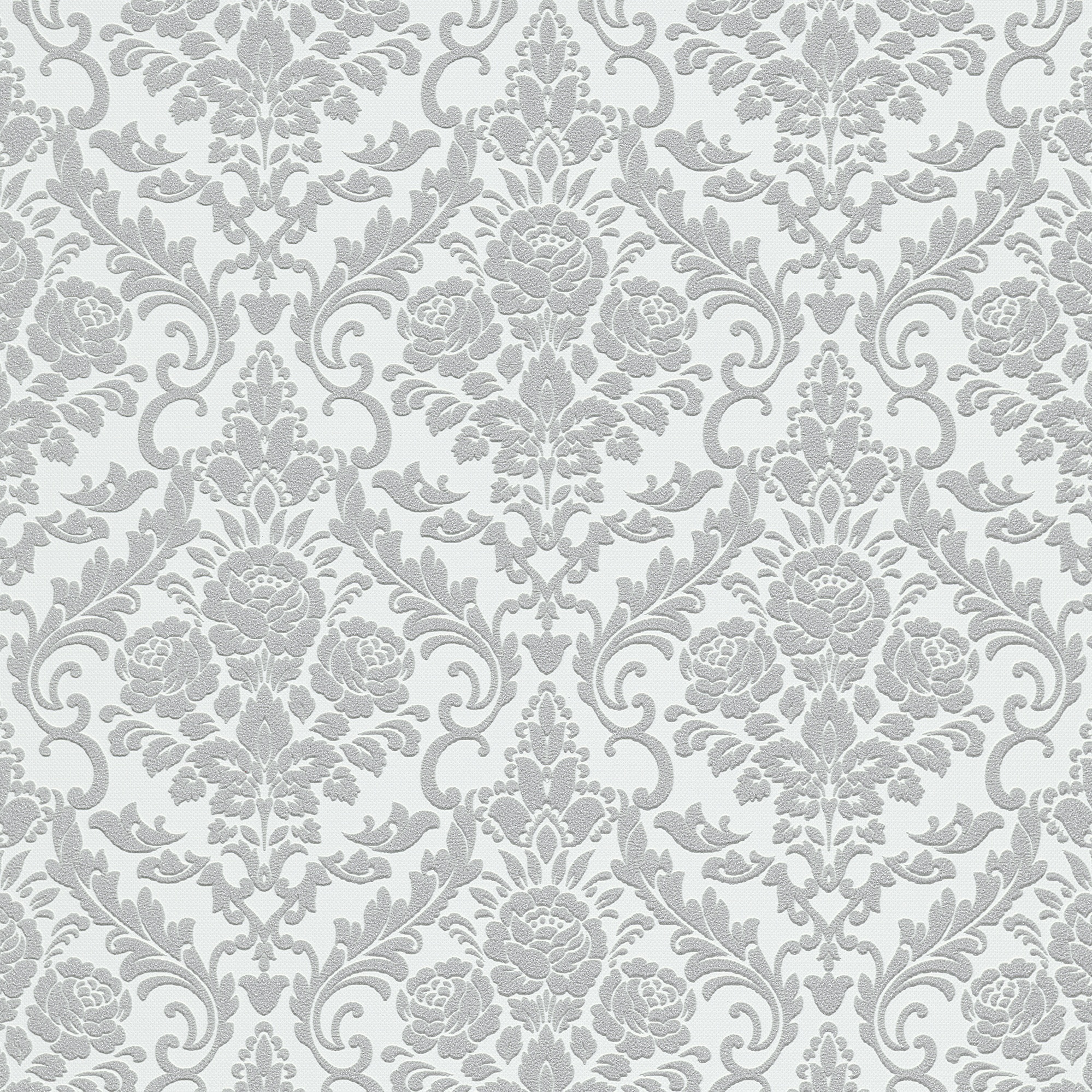 Bremen Damask Grey Blown Vinyl Wallpaper 13396-30