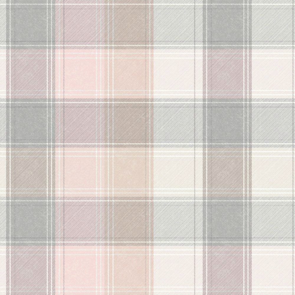 Country Check Pink & Grey Wallpaper 901900