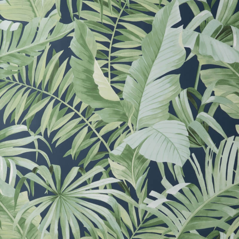 Maui Tropical Navy Blue Palm Tree Wallpaper FD42851