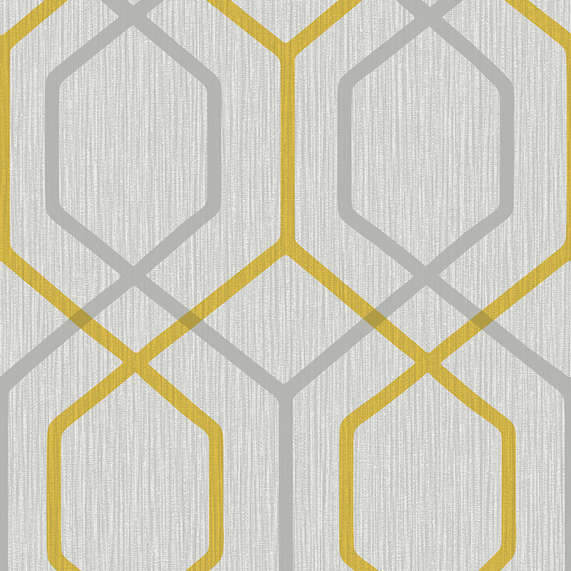 Oria Hex Yellow Geometric Wallpaper 6734