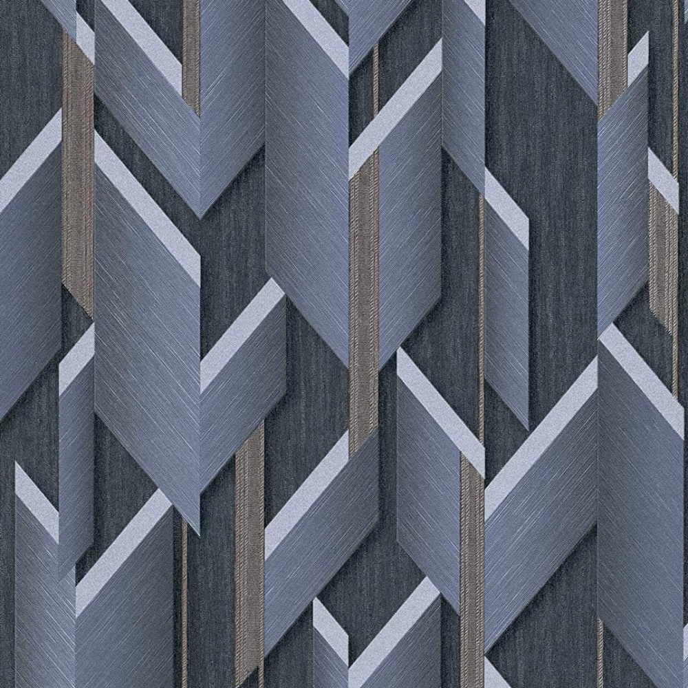 Erismann Guido Maria 3D Geo Navy Blue Vinyl Wallpaper 10145-08