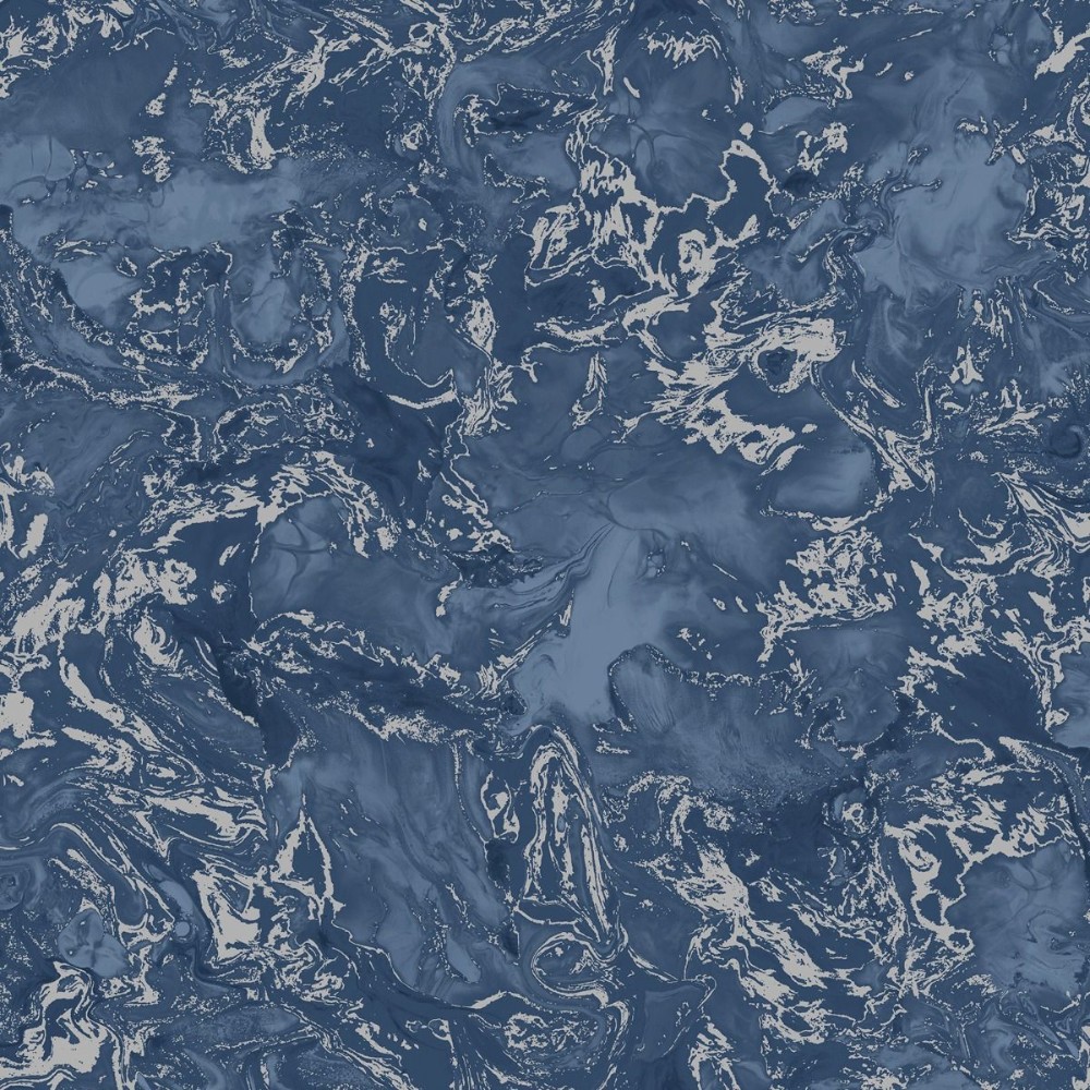 Elixir Marble Navy & Silver Wallpaper 166505