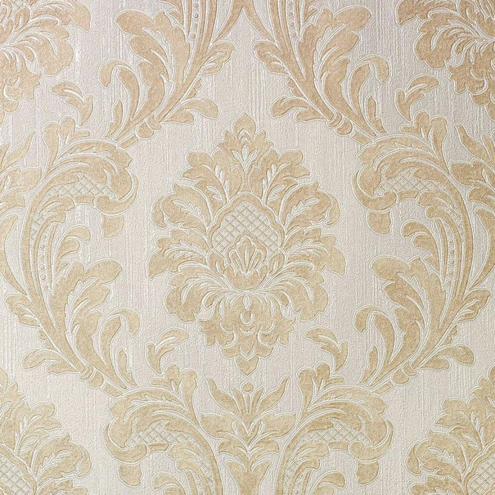 Milano Damask Cream Heavyweight Italian Vinyl Wallpaper M95589
