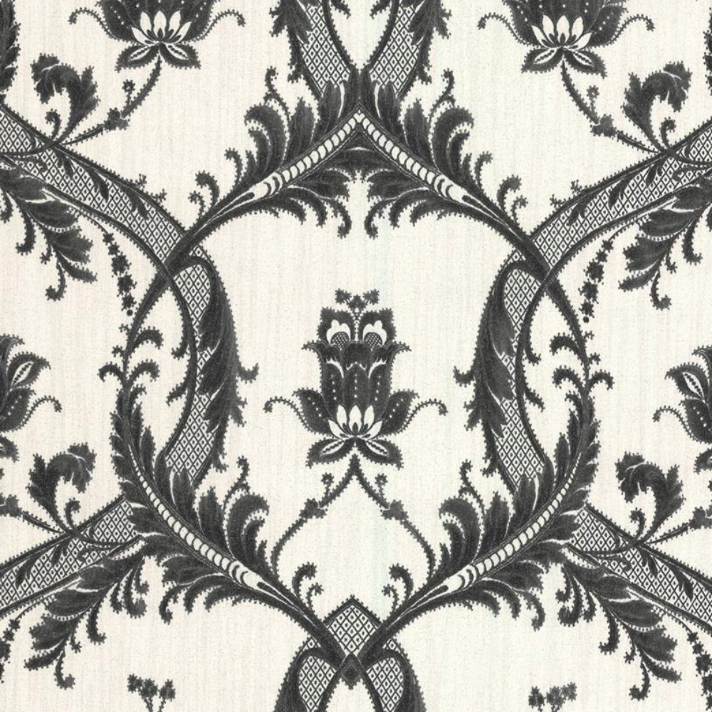 Milano 7 Black Damask Heavyweight Italian Vinyl Wallpaper M95587