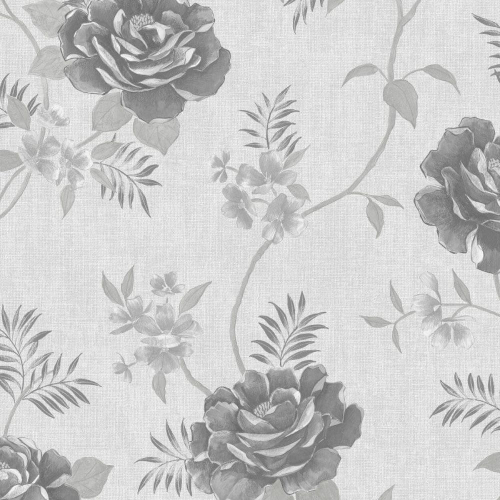 Rosalind Floral Rose Trail Grey Wallpaper 173501
