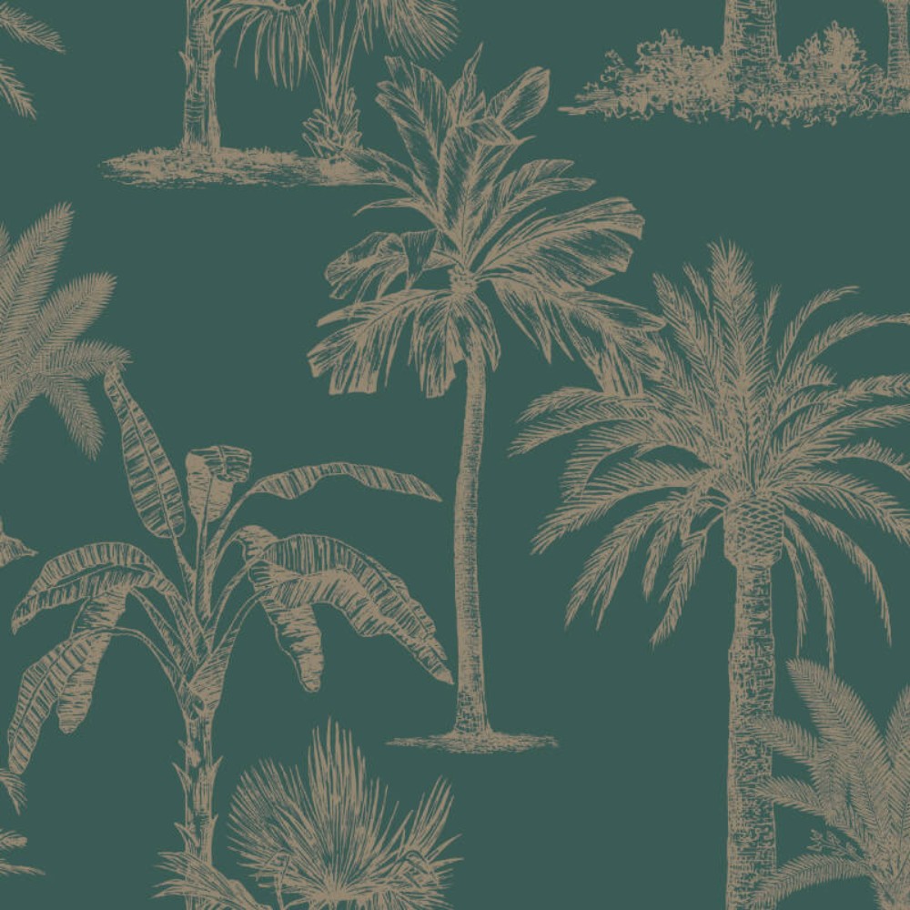 Glistening Tropical Tree Teal Wallpaper 12820