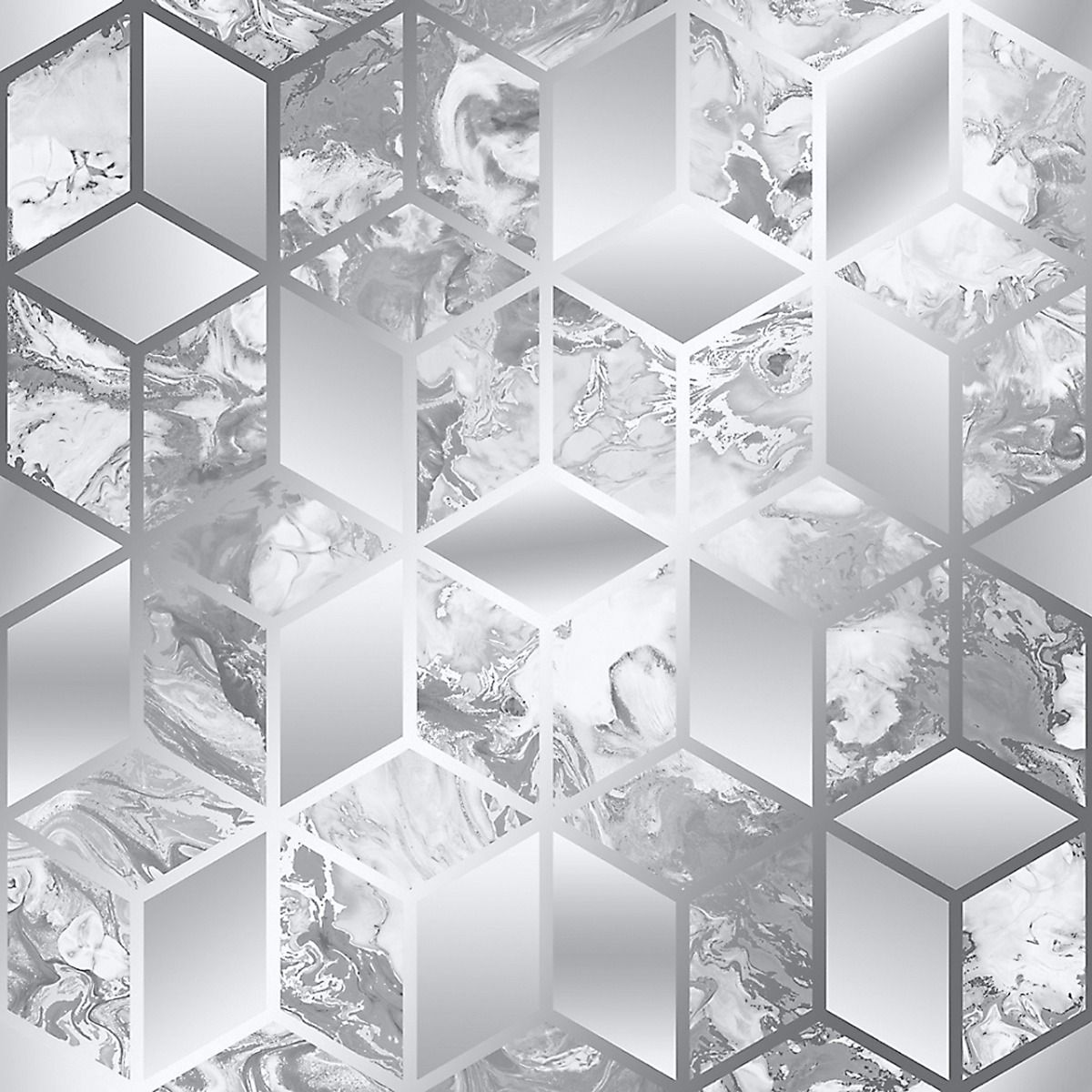 Elixir Cube Silver Geometric Wallpaper 166510