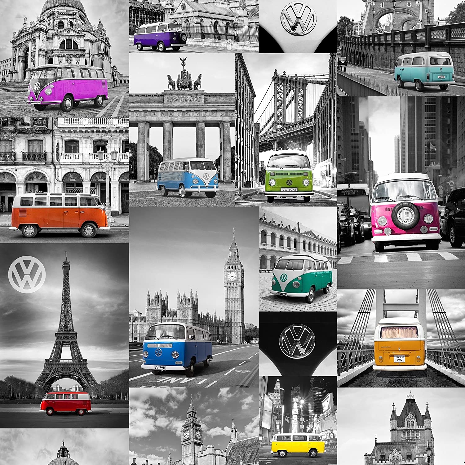 VW City Campers Wallpaper E95011 VW City Campers Wallpaper E95011