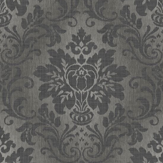 Royal Fabric Damask Black Wallpaper A10909