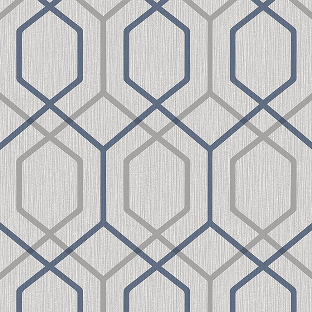 Oria Hex Navy Geometric Wallpaper 6733