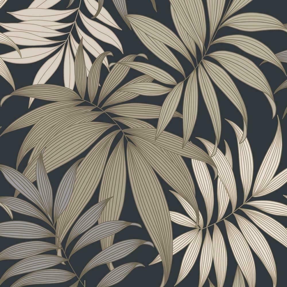 Vogue Leaves Black Wallpaper A45302