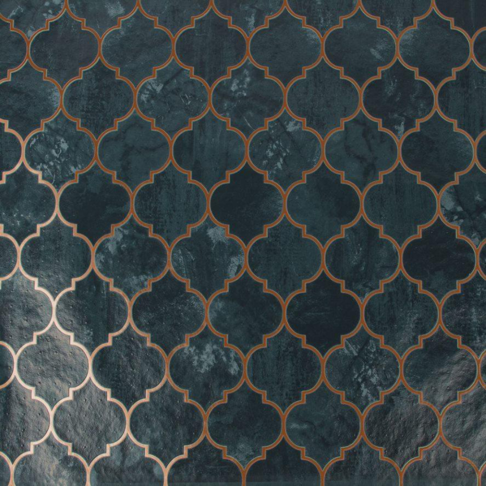 Contour Tegula Tile Copper & Geo Kitchen & Bathroom Wallpaper 112643