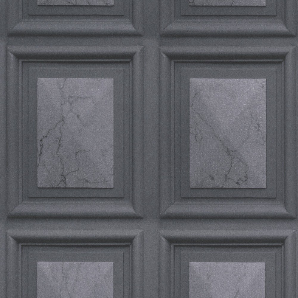 Marble Wood Panel Charcoal Vinyl Wallpaper 6319-47