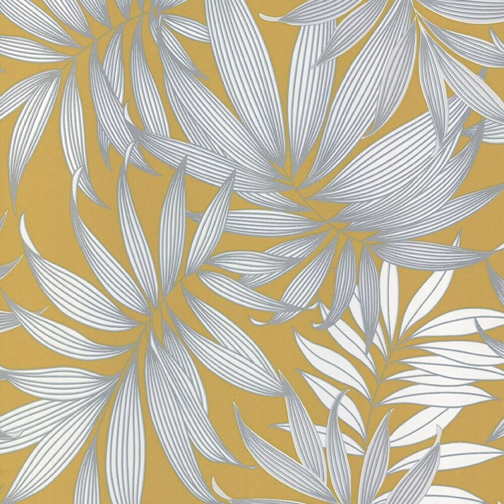 Vogue Leaves Yellow Wallpaper A45301