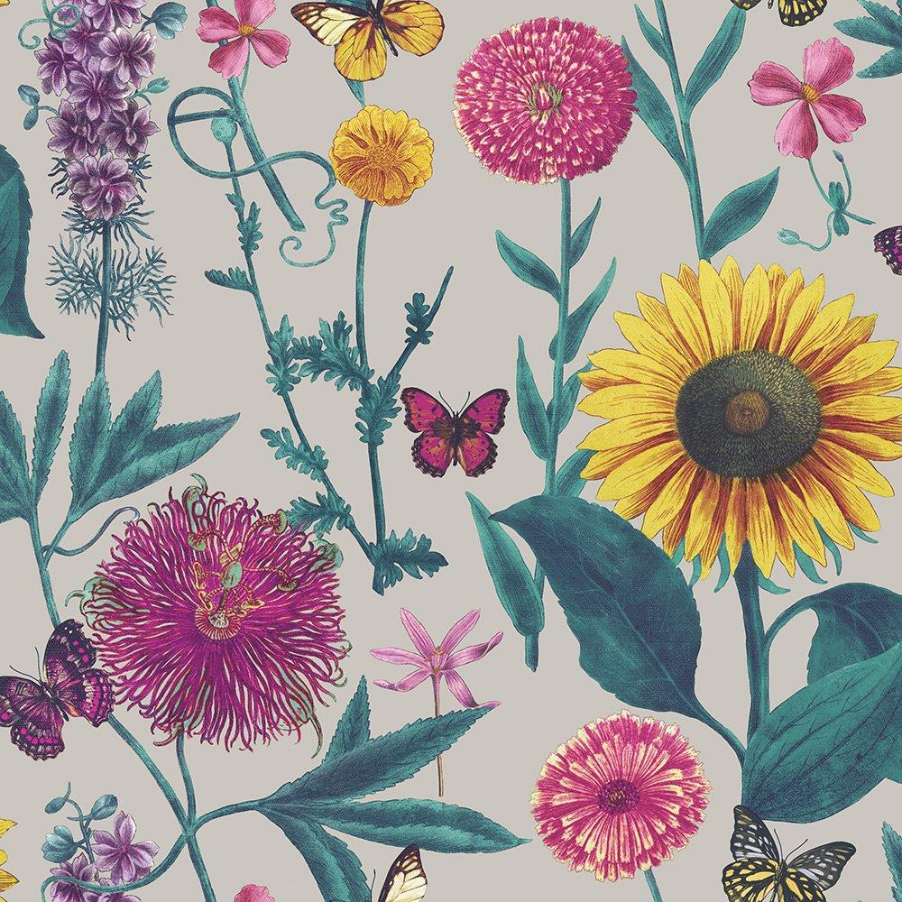 Summer Garden Silver Sunflower Wallpaper 676204 Summer Garden Silver Sunflower Wallpaper 676204