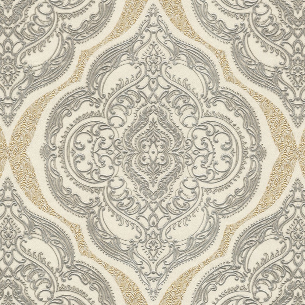 Elixir Luxury Damask Cream Italian Vinyl Wallpaper 1m Width 46605