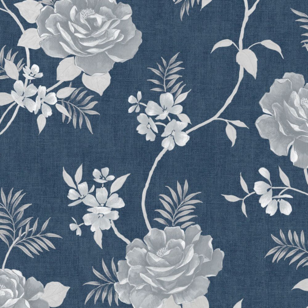 Rosalind Floral Rose Trail Blue Wallpaper 173503
