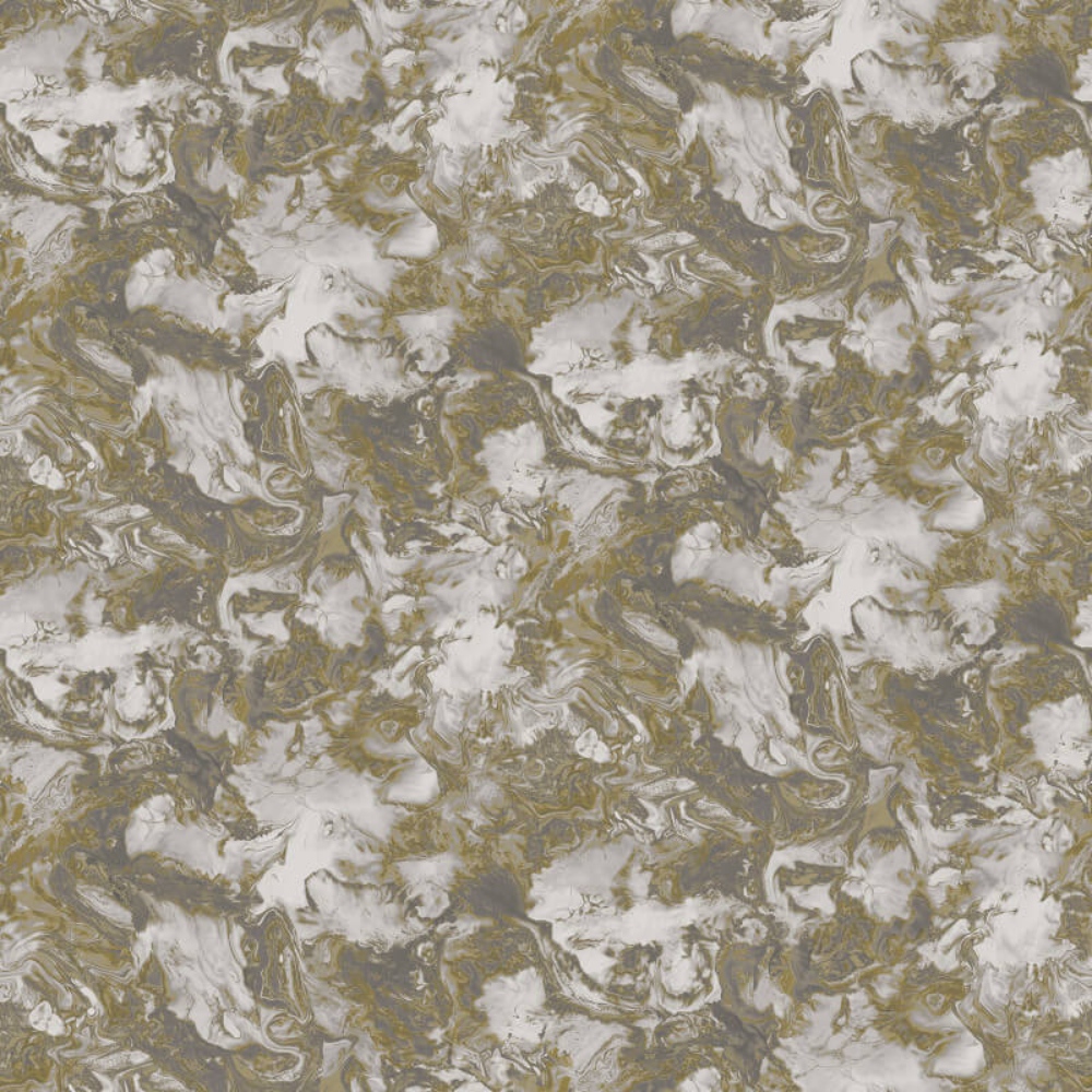 Liquid Swirl Marble Pewter & Metallic Gold Wallpaper 6364
