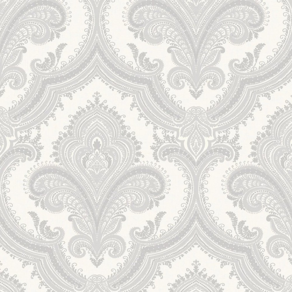 Sassari Damask Grey Vinyl Wallpaper 519921