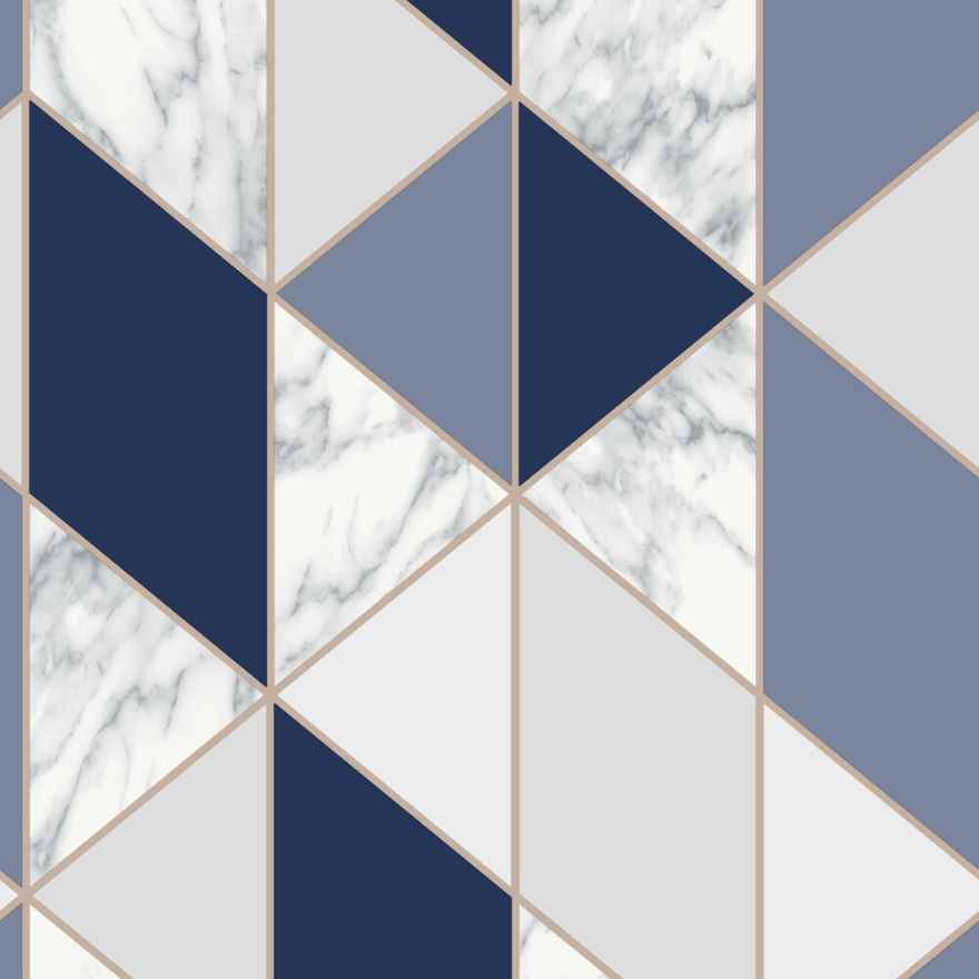 Sublime Marble Blue Geometric Wallpaper 108295
