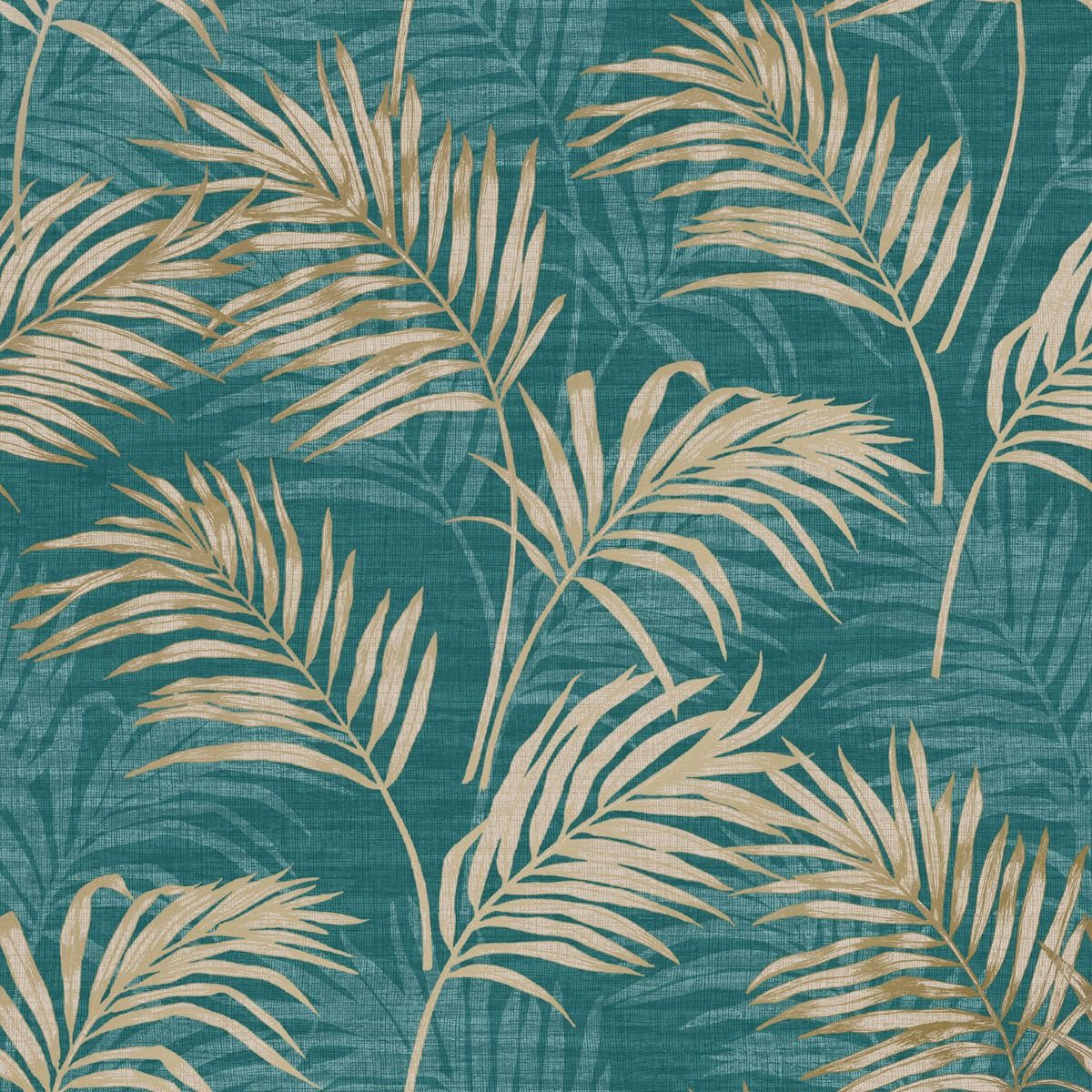 Palm Leaf All-Over Teal Wallpaper A46105