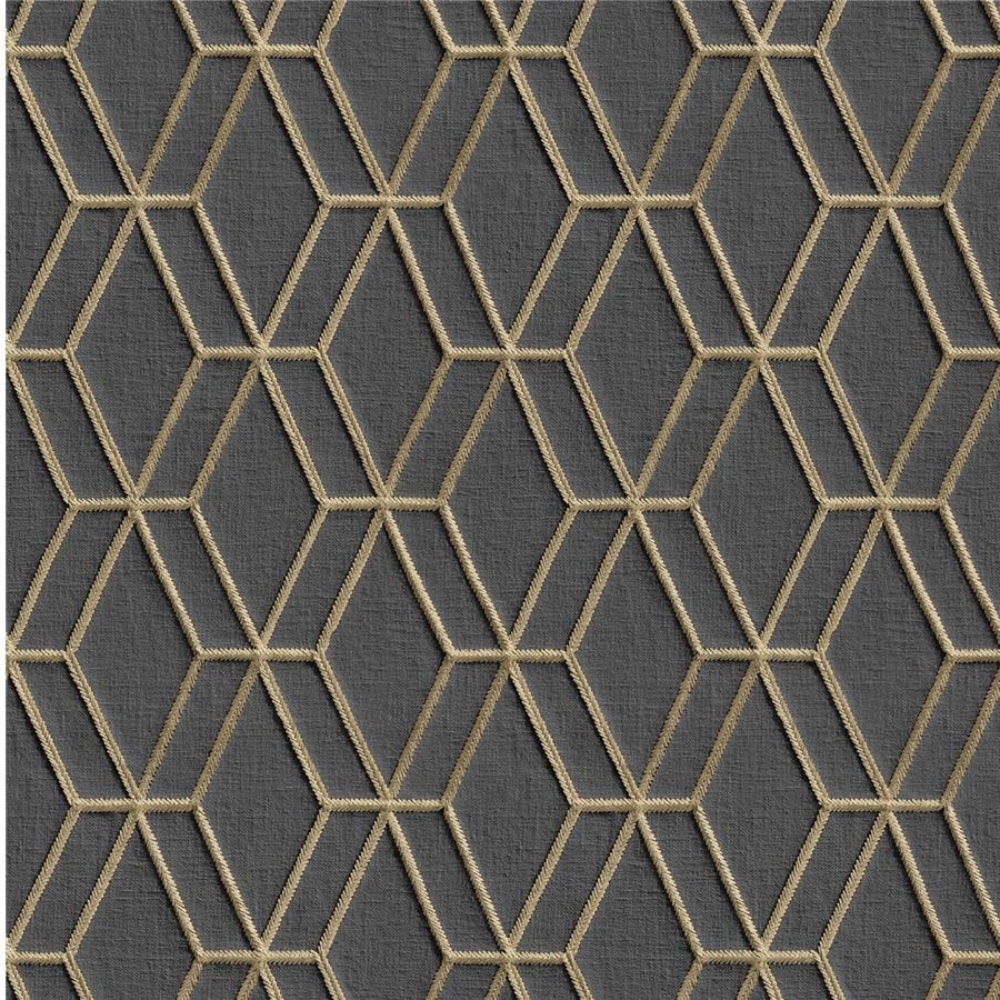 Wallstitch Geo Black Vinyl Wallpaper DE120066