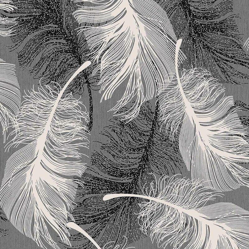 Guidinha Feather Black Wallpaper M0925