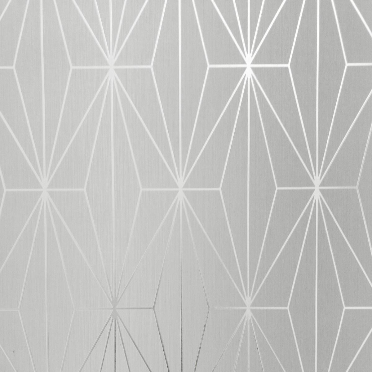 Kayla Metallic Foil Geometric Silver Wallpaper 703010