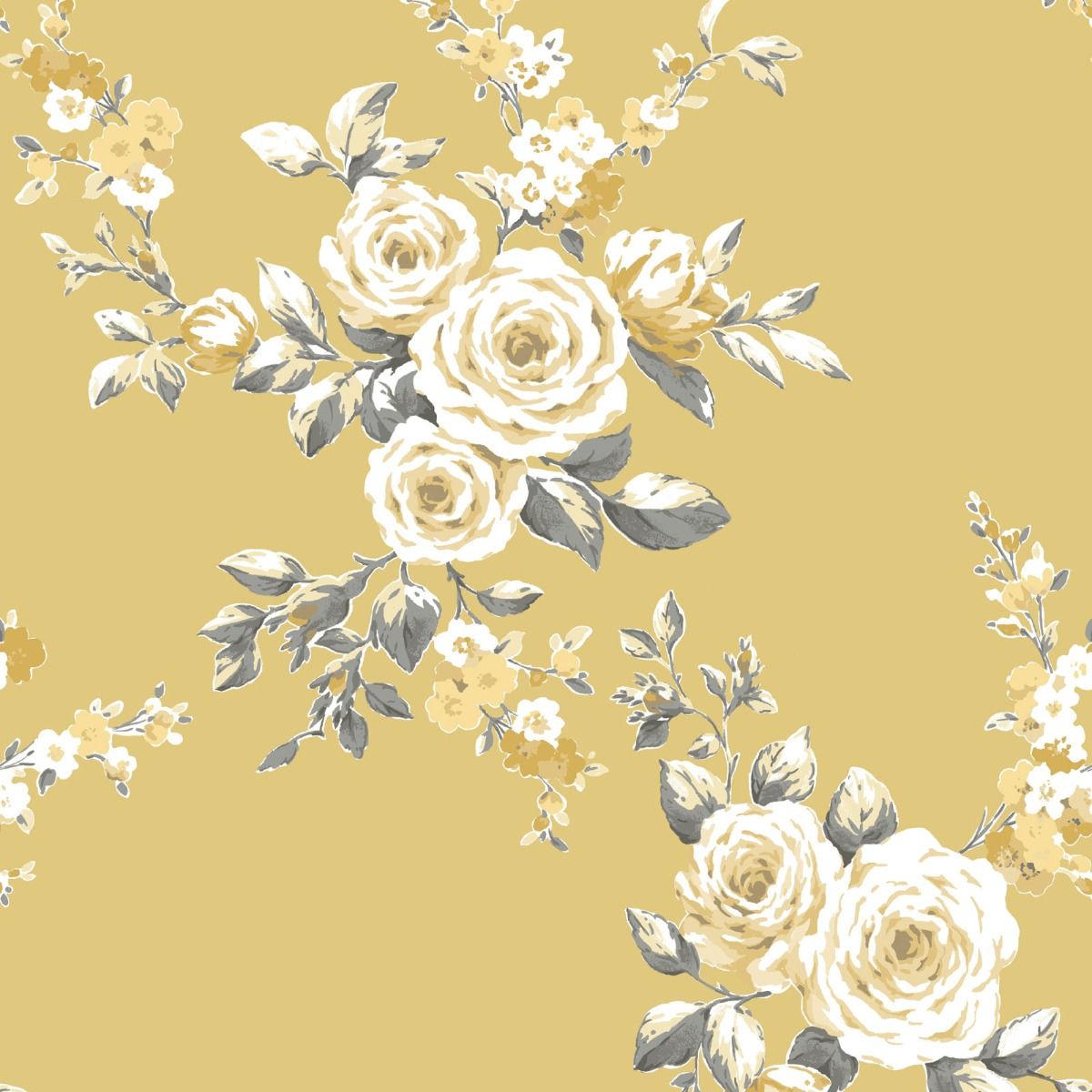 Catherine Lansfield Floral Yellow Wallpaper 165501