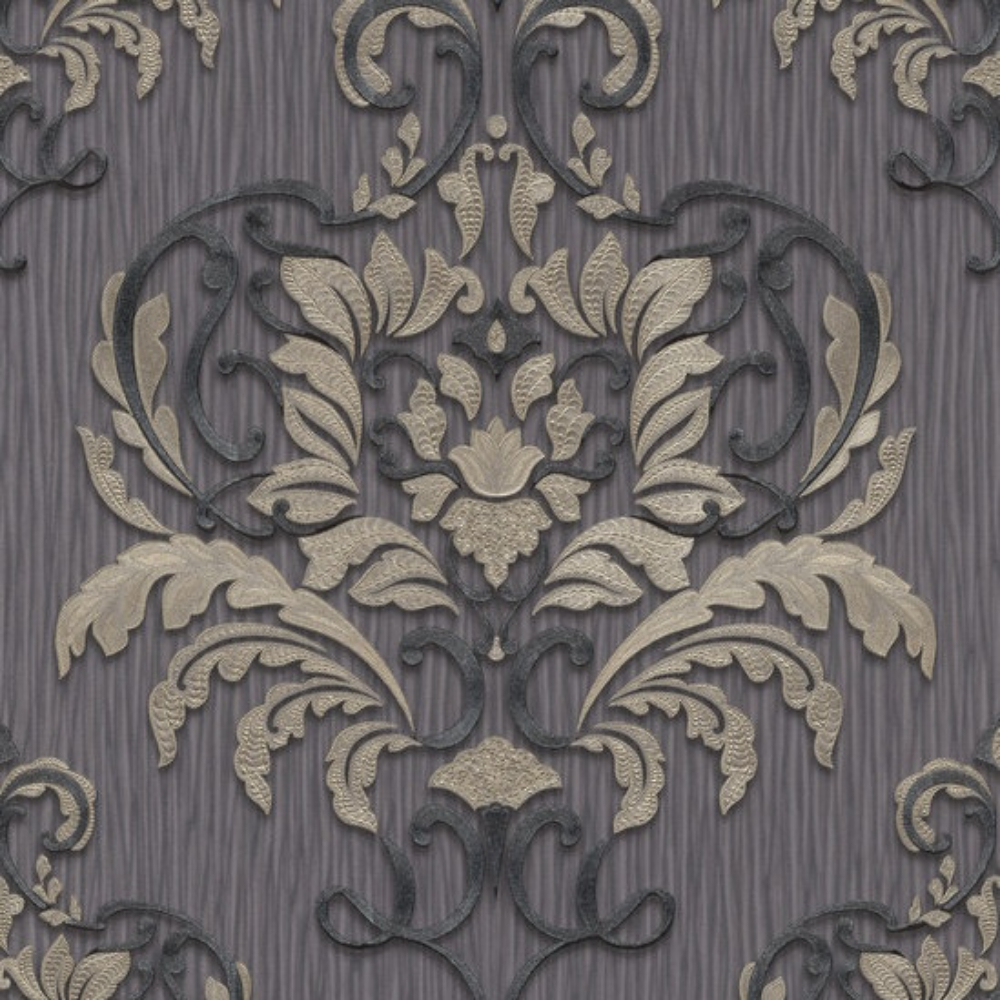 Spotlight Damask Black & Gold Vinyl Wallpaper 10102-34 Spotlight Damask Black & Gold Vinyl Wallpaper 10102-34