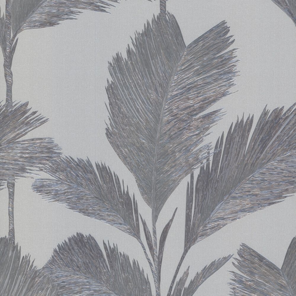 Alessia Leaf Grey & Metallic Silver Italian Vinyl Wallpaper 210 Alessia Leaf Grey & Metallic Silver Italian Vinyl Wallpaper 210