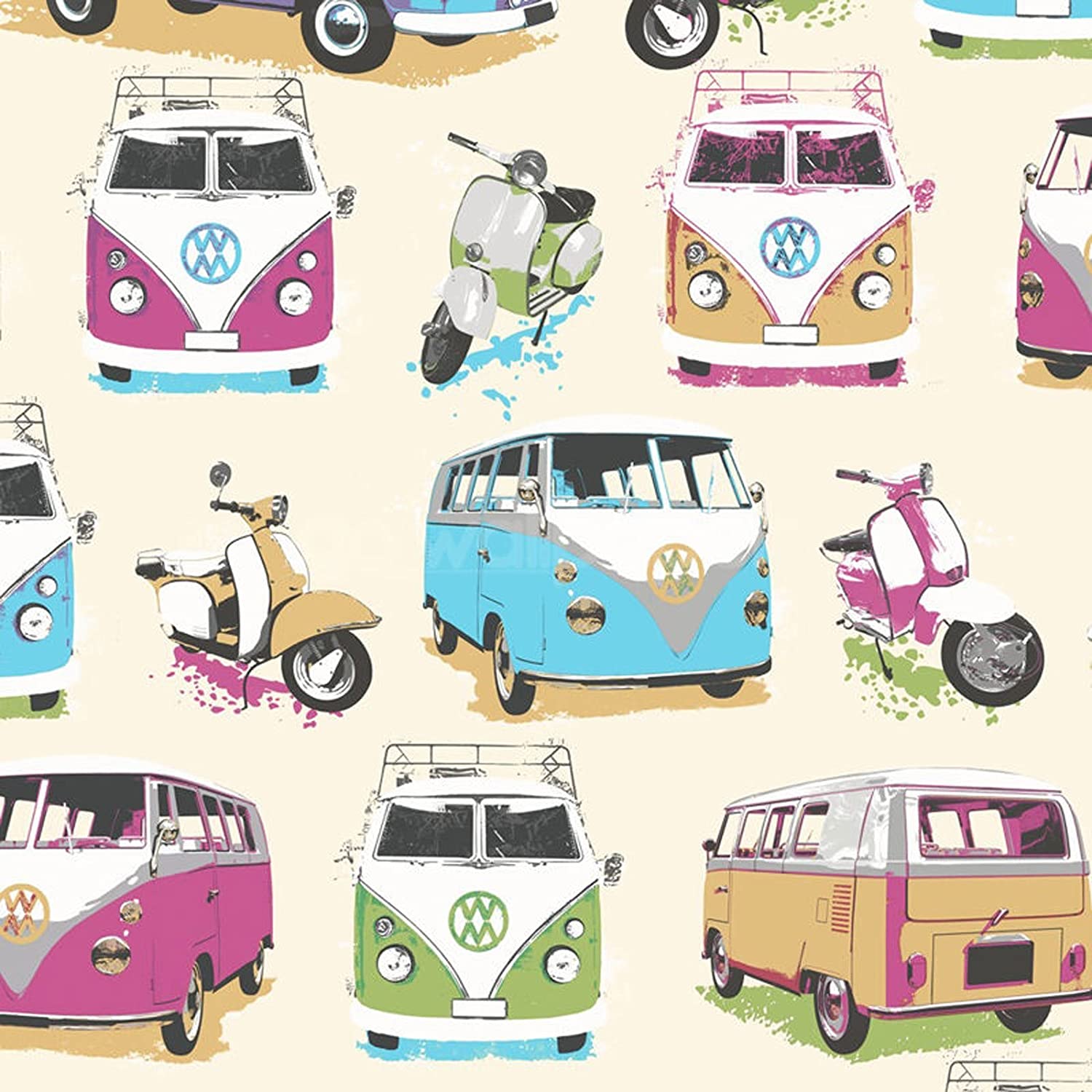VW Camper Van & Scooter Wallpaper J05901