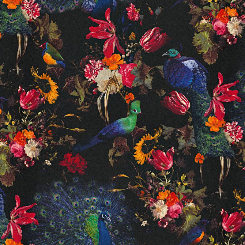 Erismann Tropical Birds Black/Multicolored Vinyl Wallpaper 6371-15