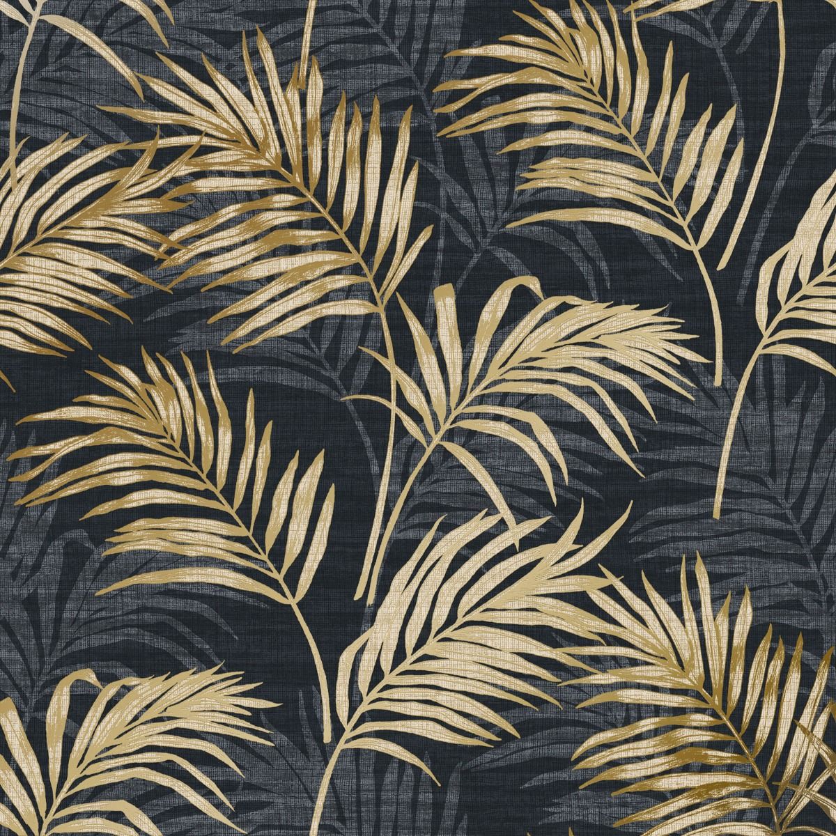 Palm Leaf All-Over Black Wallpaper A46104
