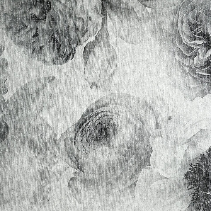 Diamond Bloom Floral Mono Glitter Wallpaper 257001